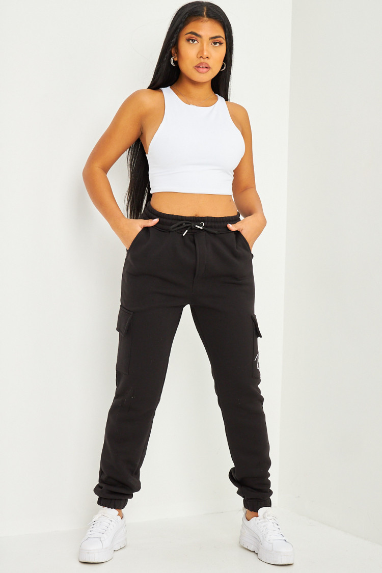 Pantalon de jogging noir poches cargo inscription Brentiny