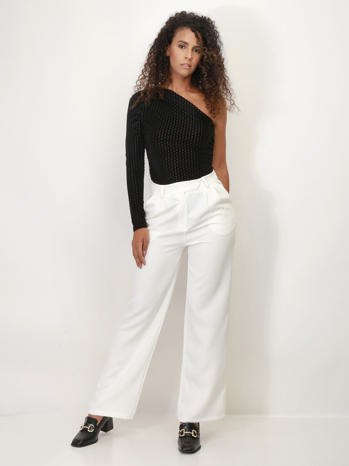 Body asymétrique en velours- Noir