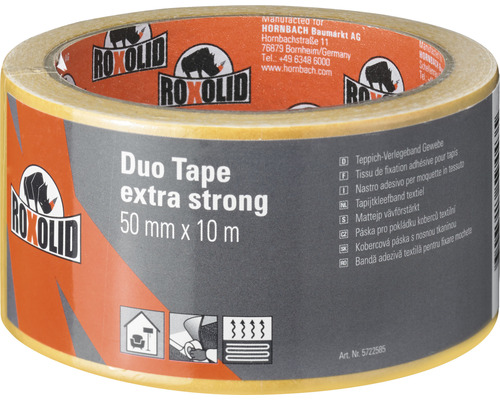 ROXOLID Duo Tape extra sterke dubbelzijdige tape tapijttape bruin 50 mm x 10 m