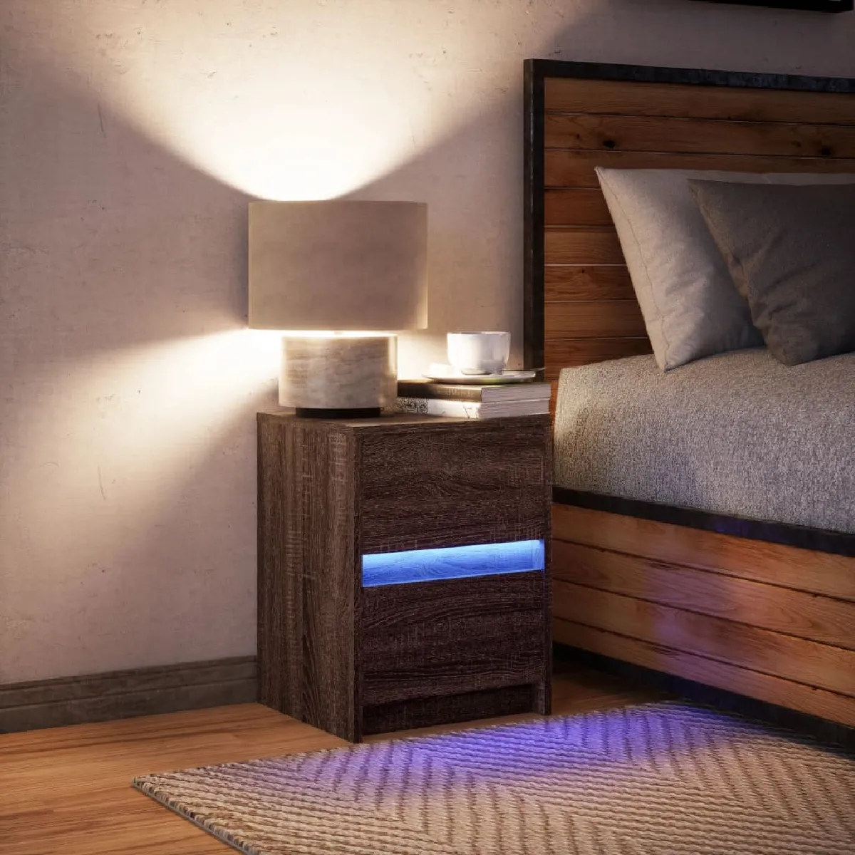 vidaXL LED - Chêne marron