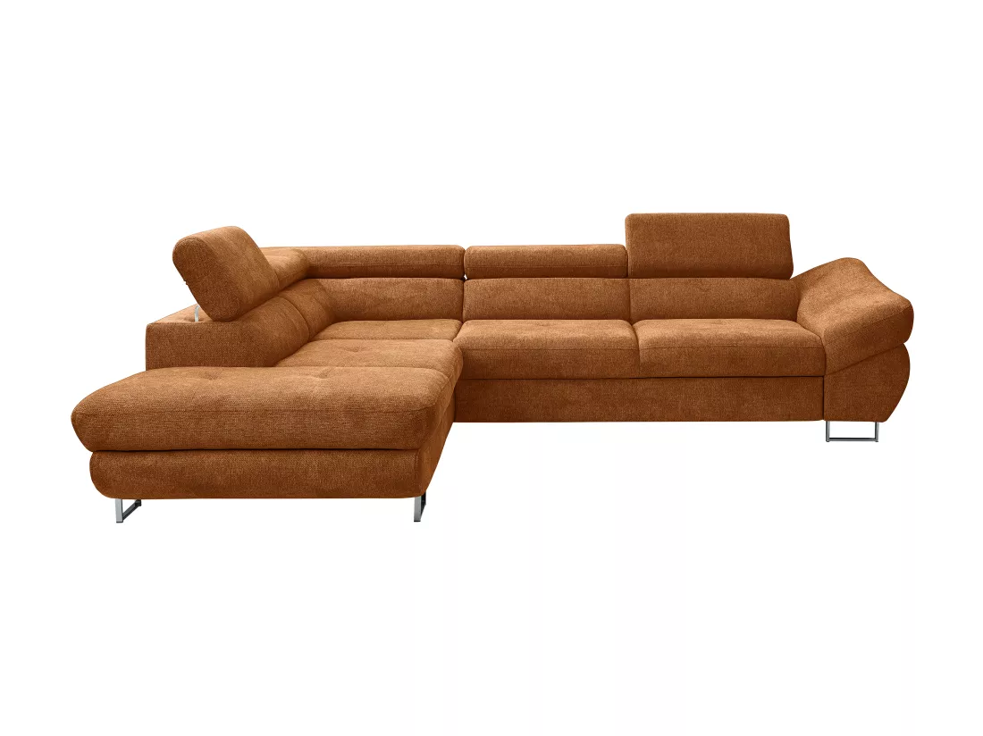 Canapé d'angle gauche convertible en tissu texturé terracotta DALIAS