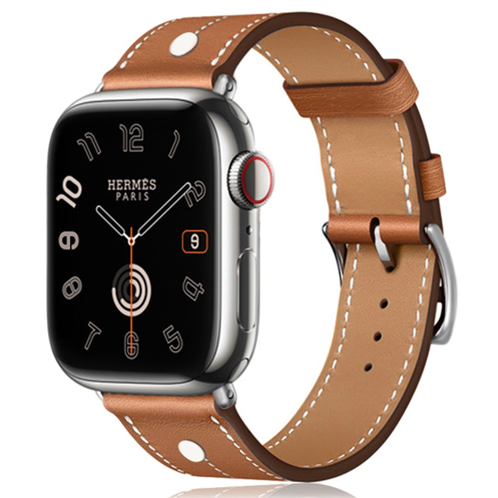 Apple Watch (49/46/45/44 mm) Echtleder Armband mit Dornschliesse (Gelenkumfang: 130-210mm) - Braun