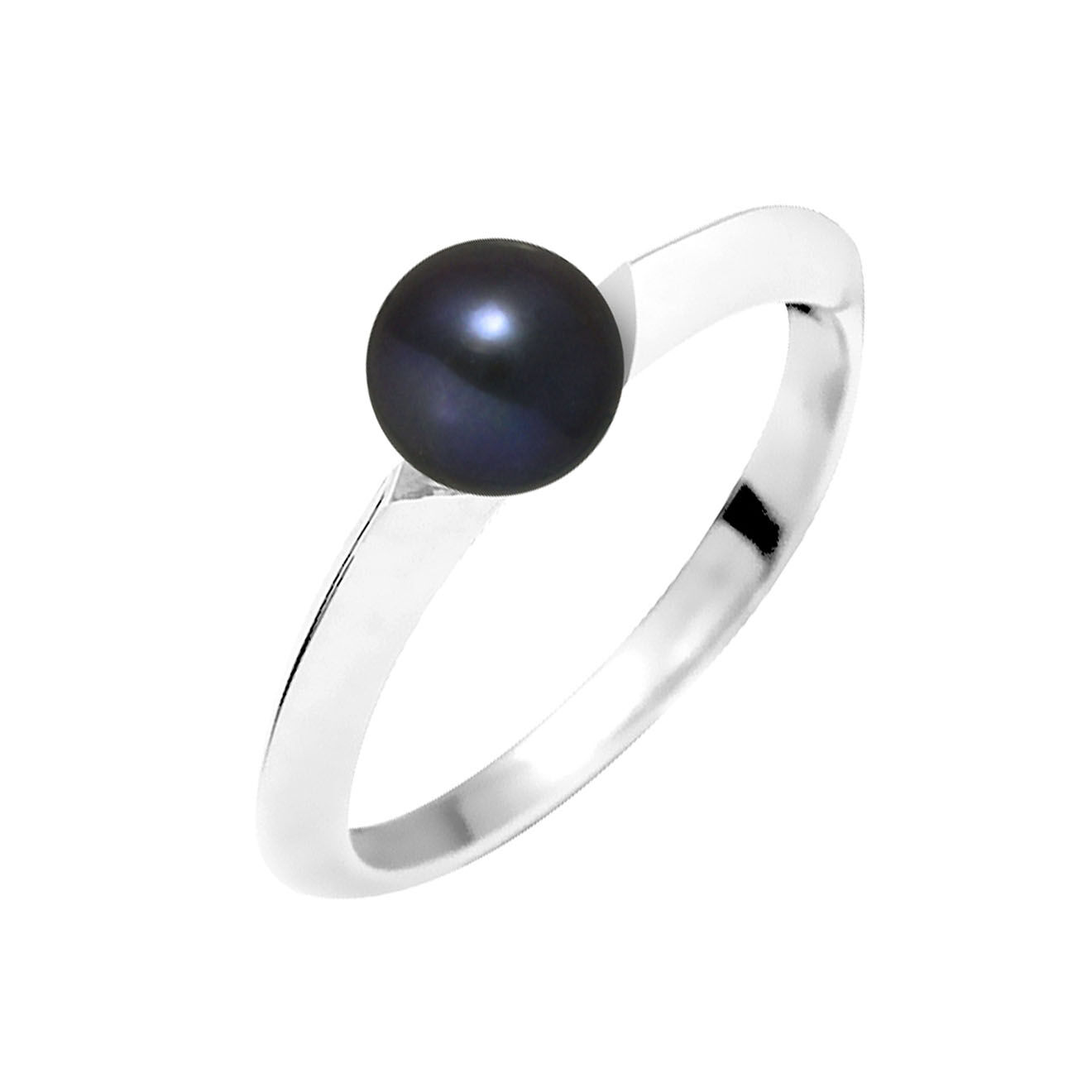 Mitzuko Bague Lara Or Blanc Perle d'Eau Douce noir Tahiti