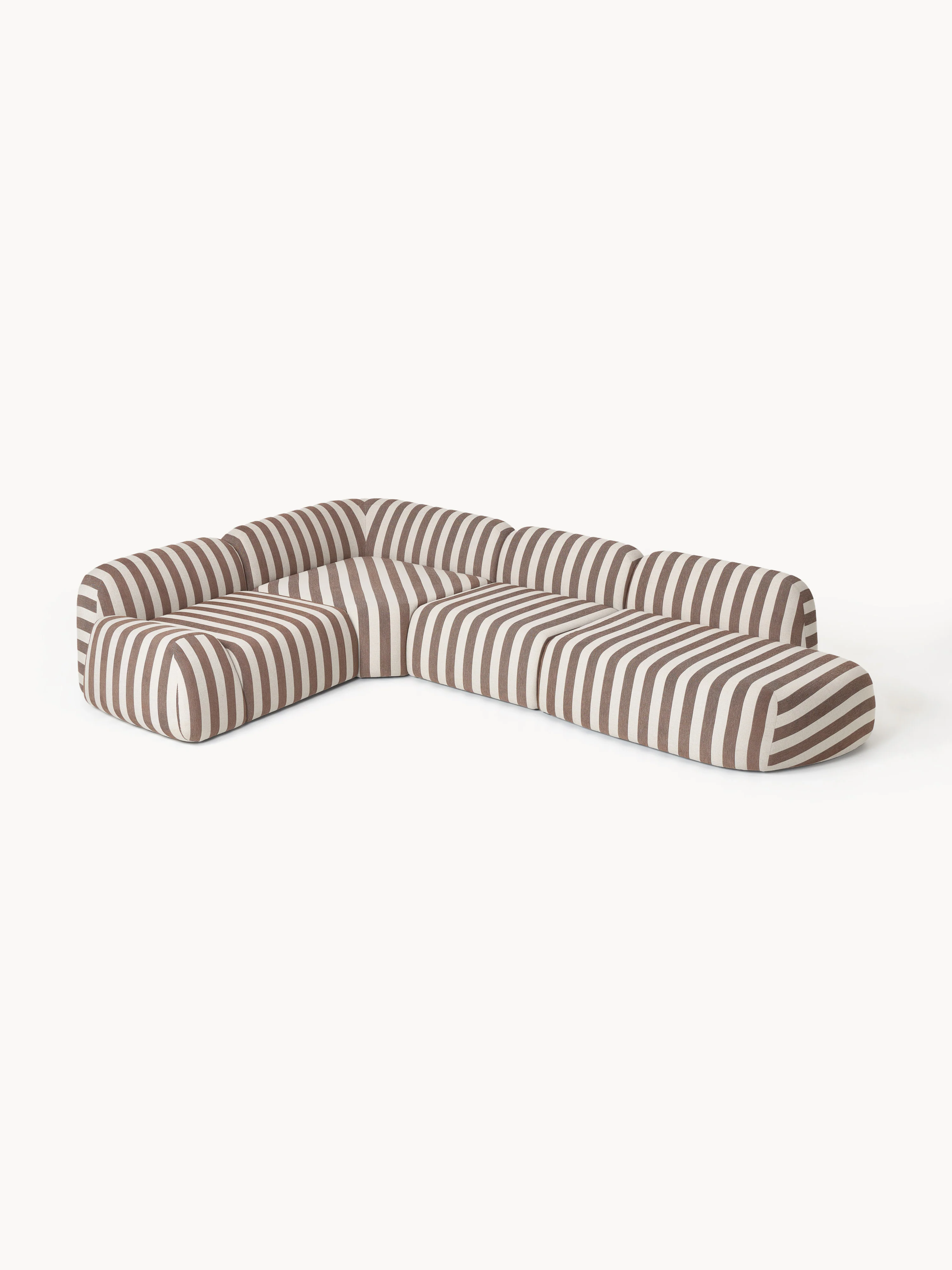 Gestreepte XL modulaire hoekbank Wolke met chaise longue