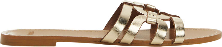 MANGO Leather straps sandals Gold
