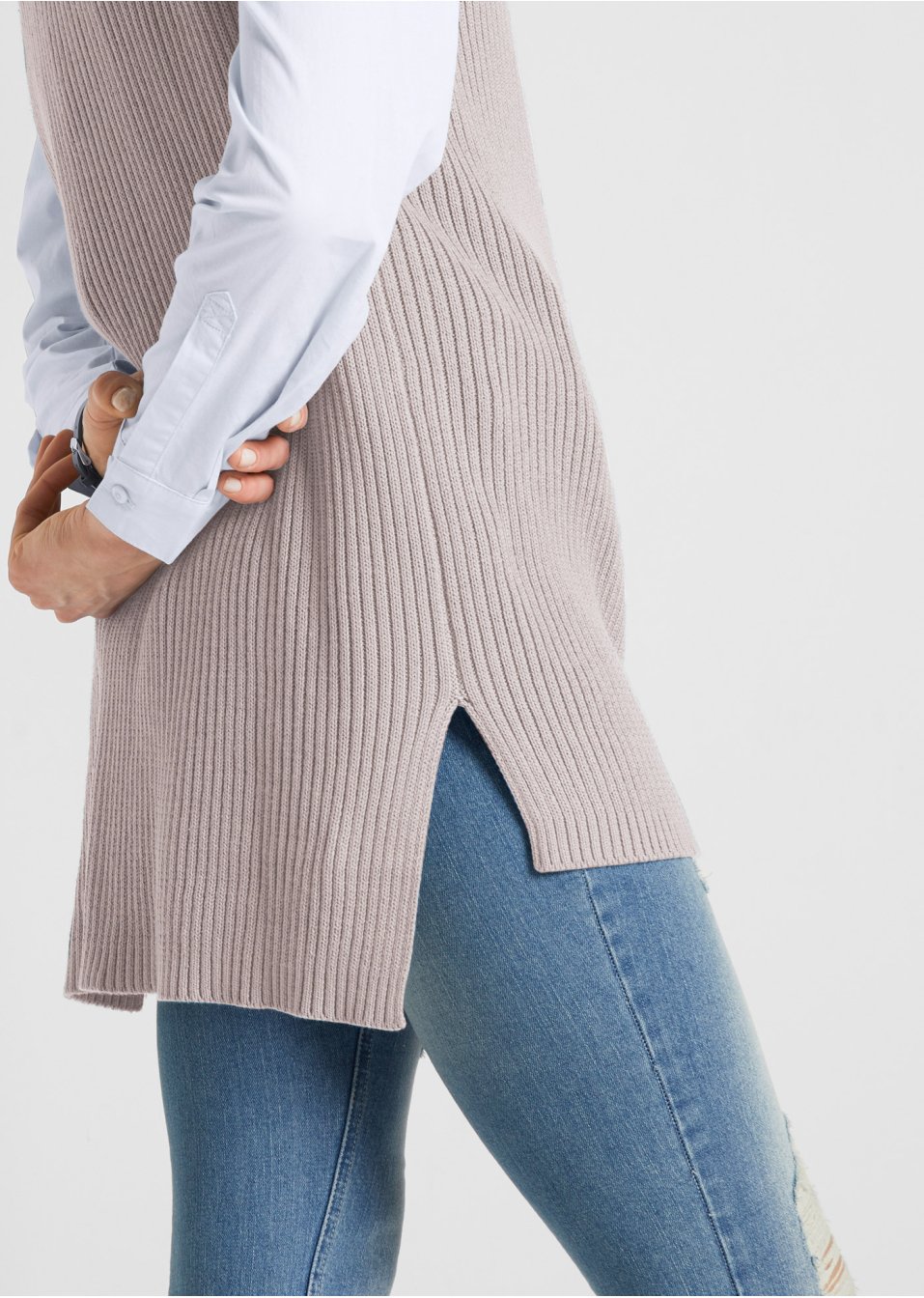 Pull sans manches style court-long