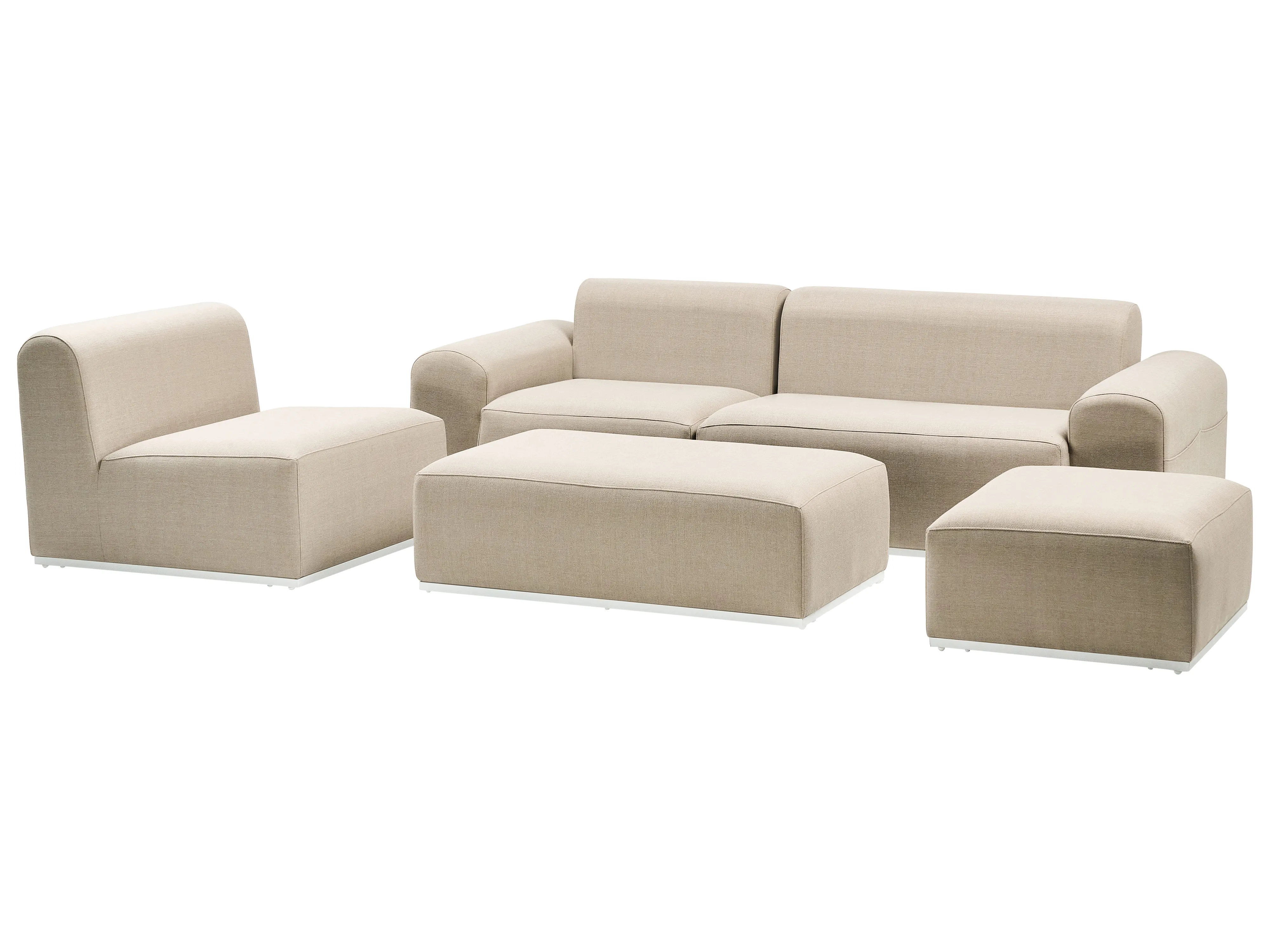 Tuin loungebank met ottomaan 7-zits BATTIFOLLO modulair Beige