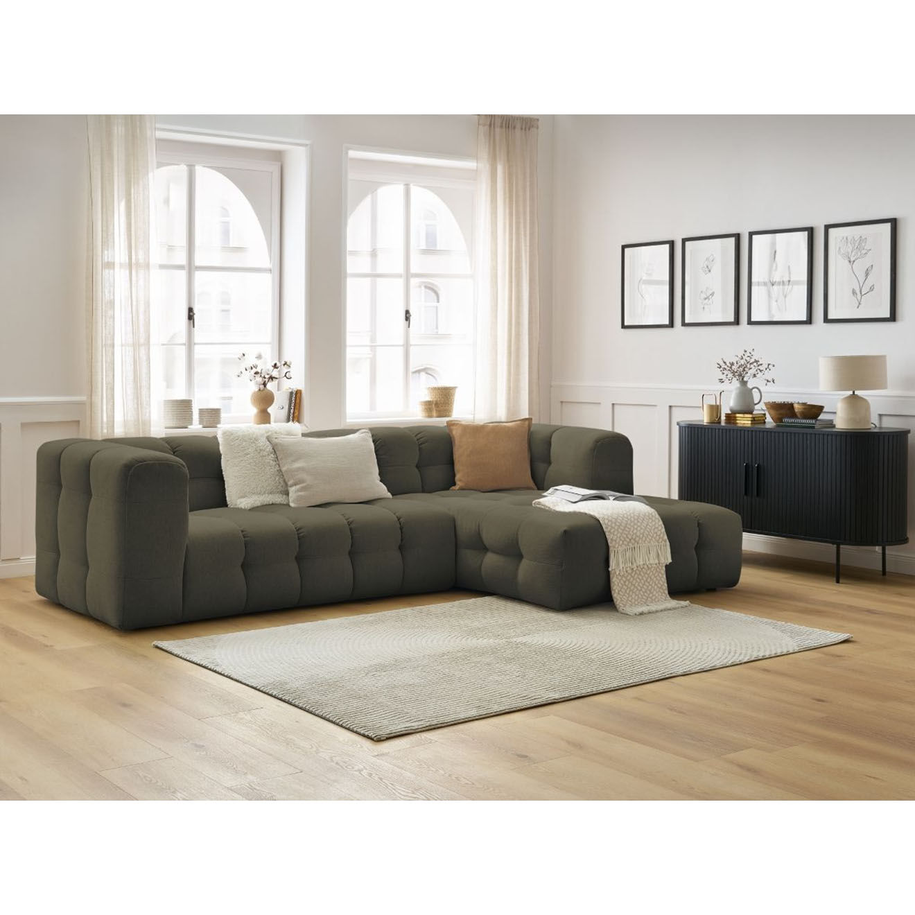 Bobochic Canapé d'angle droit cloud vert - 288x184x75 cm