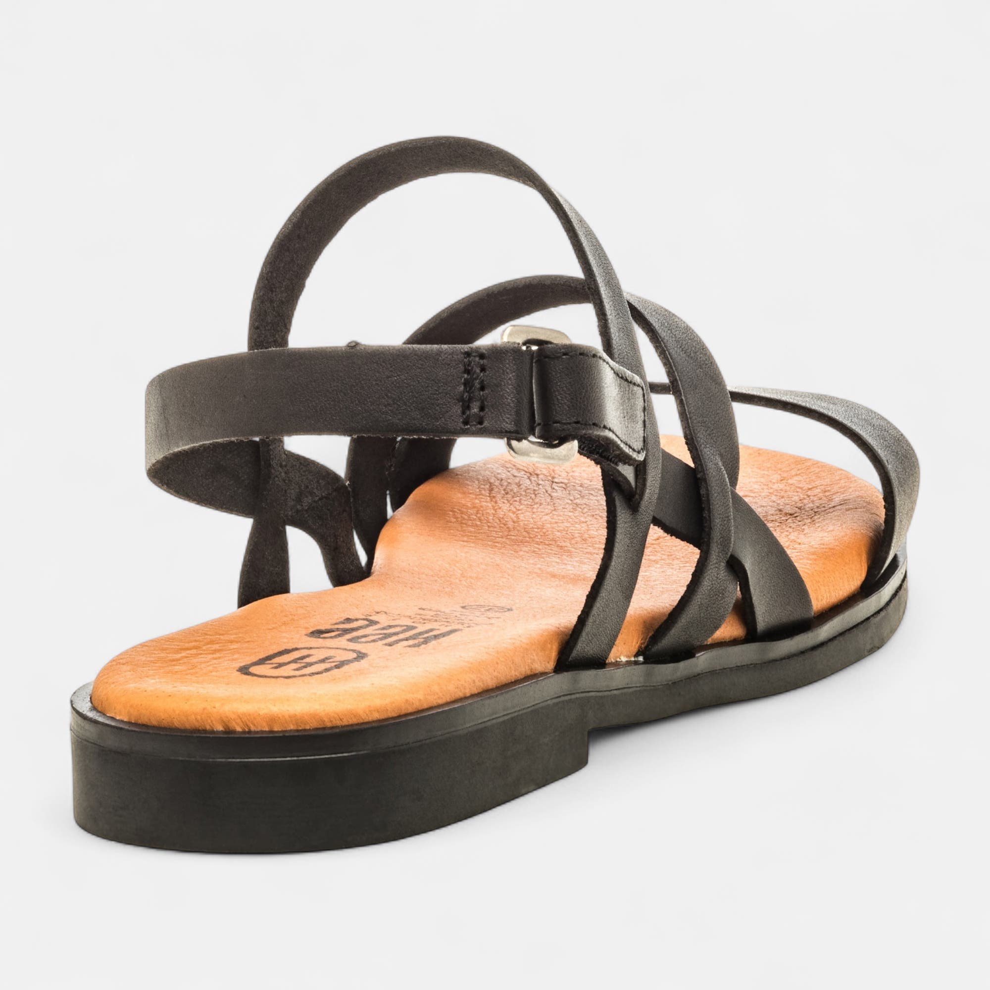 Nu-pieds Femme en cuir noir