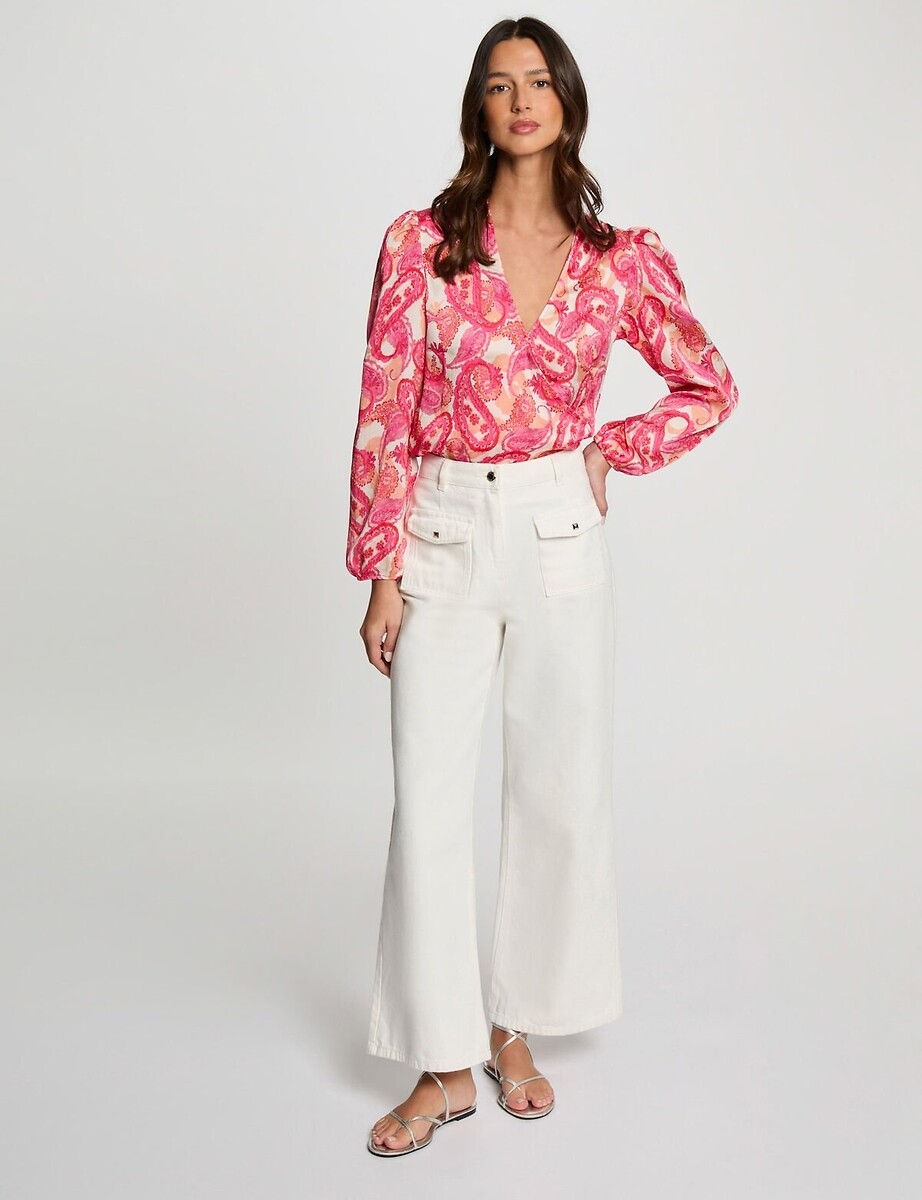 MORGAN<br>Blusa feminina multicolorida com mangas compridas