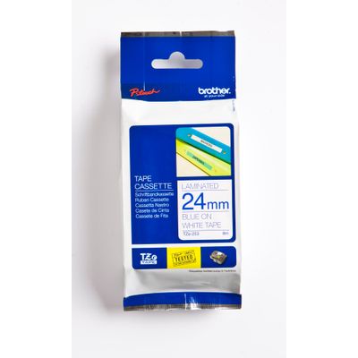 Brother TZe253 - Ruban d'étiquettes auto-adhésives - 1 rouleau (24 mm x 8 m) - fond blanc écriture bleu