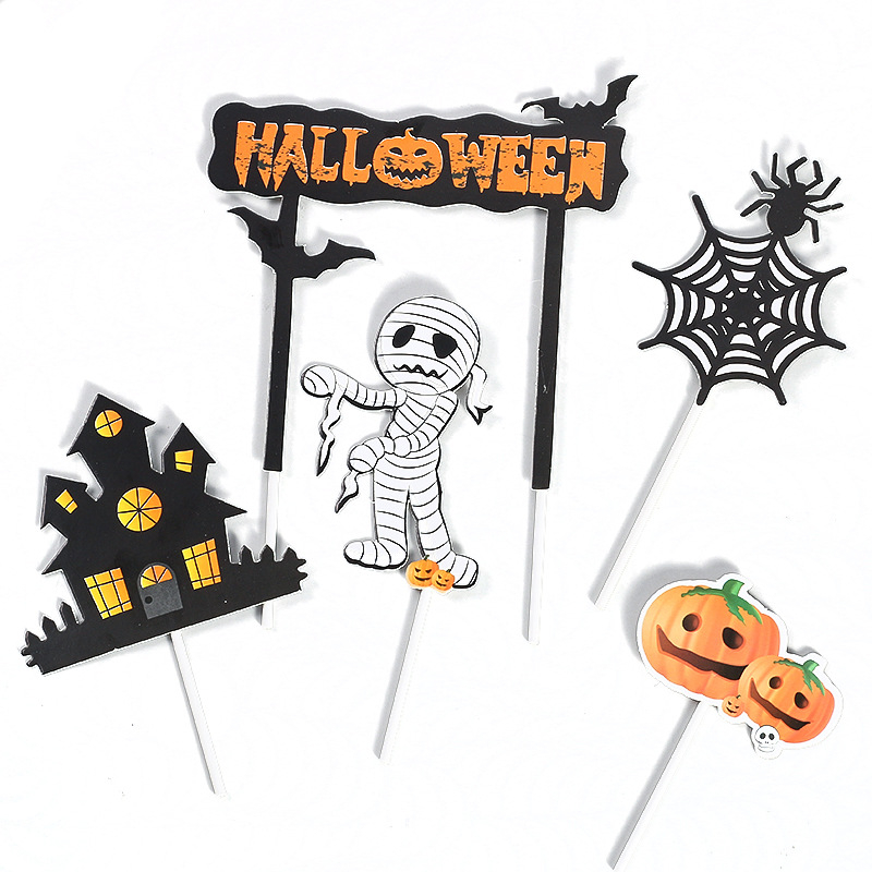(5-tlg. Set) Halloween Kuchenstecker Grusel Tortenstecker Party Deko Topper für Torten / Kuchen - Mumie