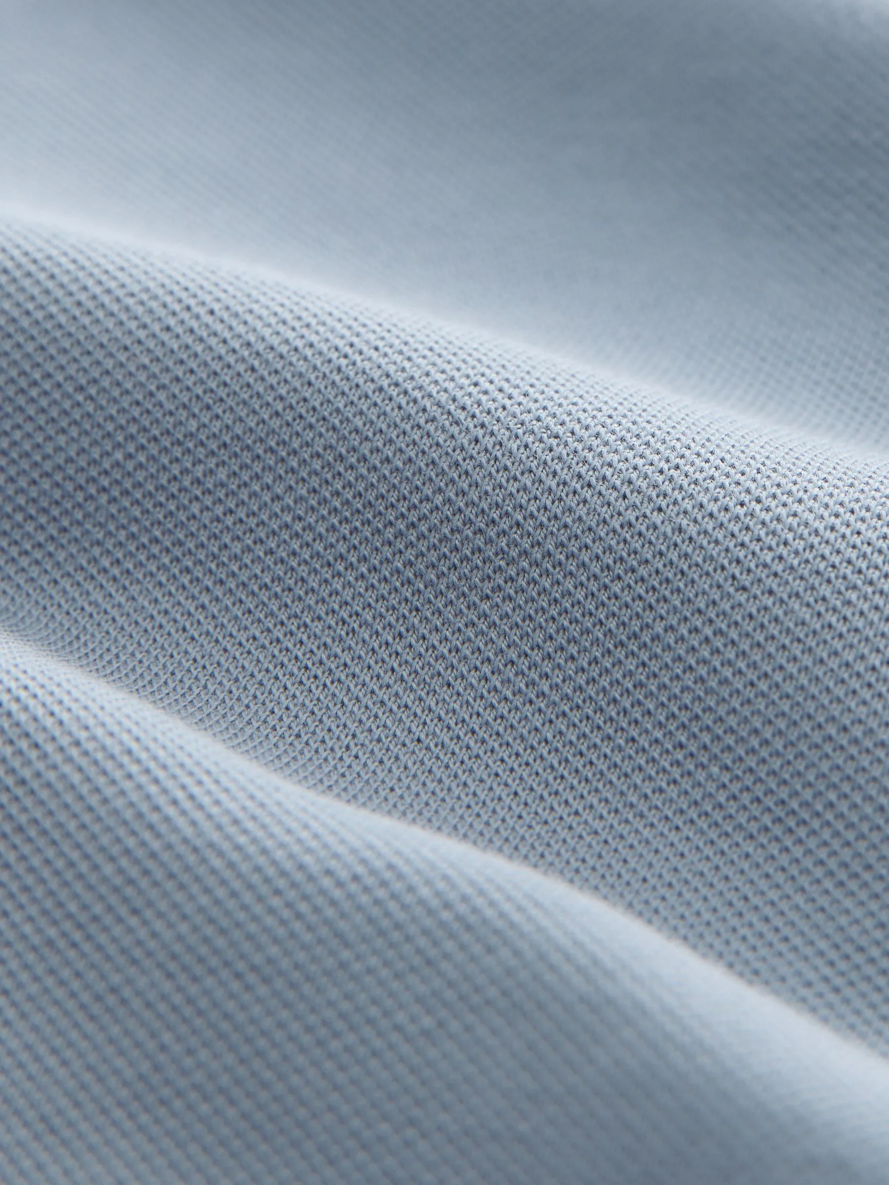 Staalblauw - Slim Fit - Long-Sleeve Pique Polo Shirt