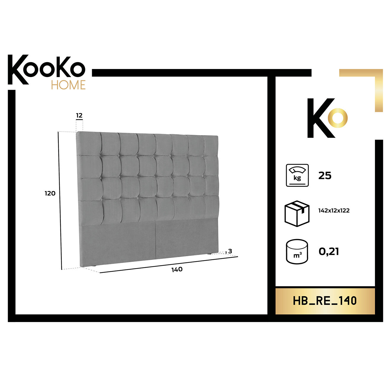 Kooko Home Tête de lit Ré bleu foncé - 200x120 cm