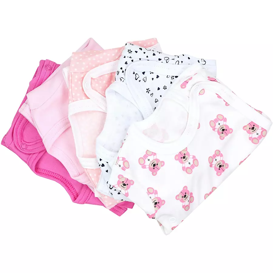 TupTam Baby Mädchen Wickelshirt Langarm 5er Set rosaweiß