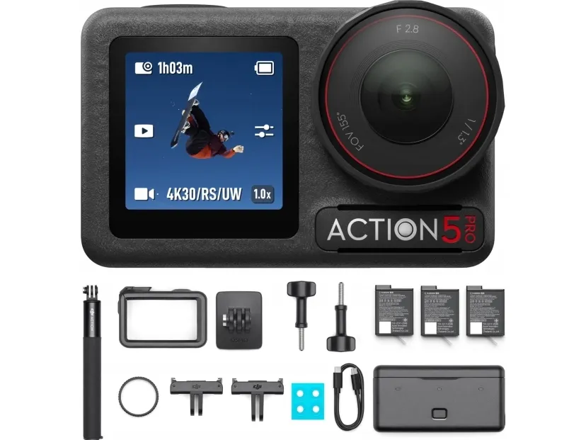 DJI Osmo Action 5 Pro - Adventure Combo - action-kamera - 4K / 120 fps - flash 64 GB - Wi-Fi, Bluetooth - undervands op til 20 m