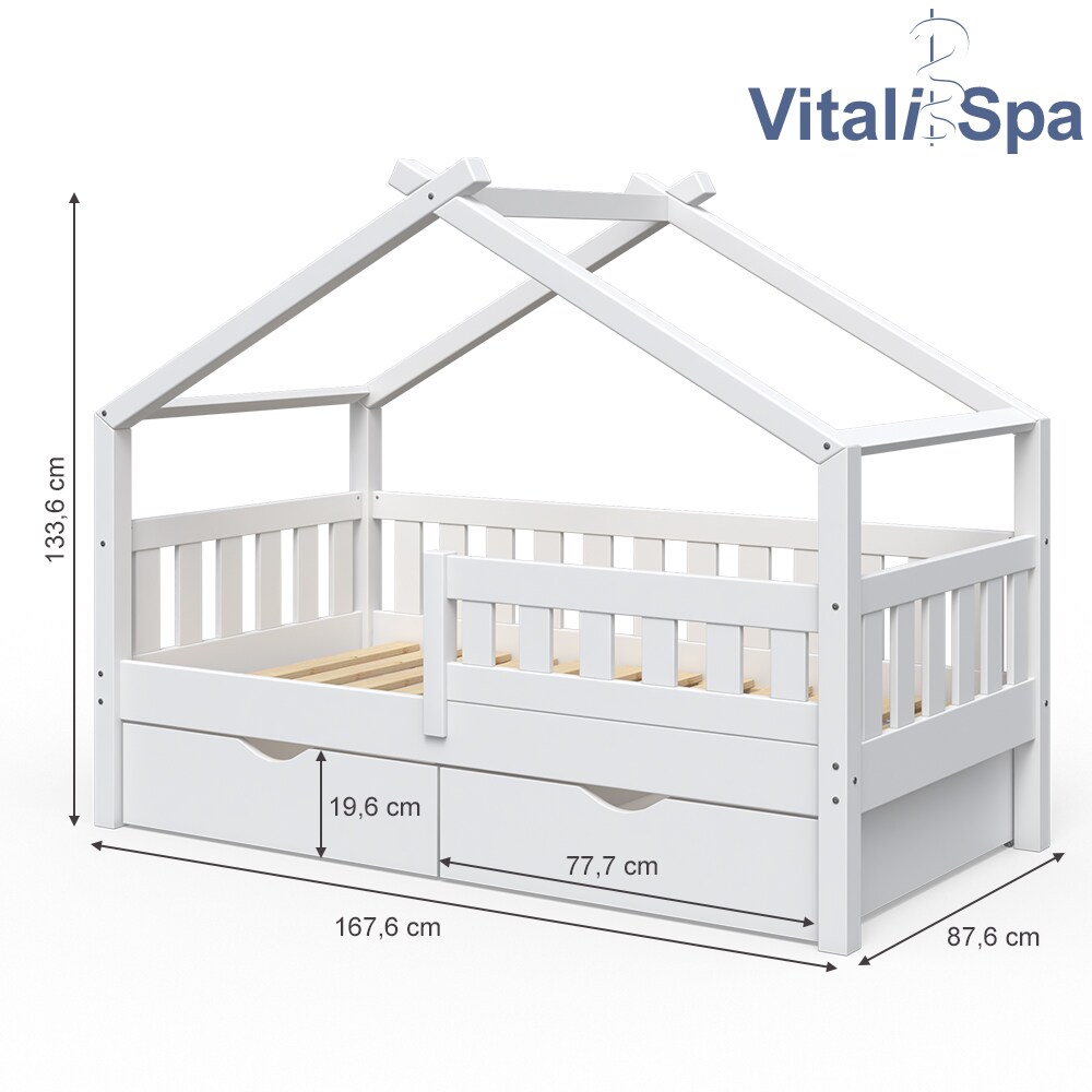 VitaliSpa Design Kinderbett 160x80 Babybett Jugendbett 2 Schubladen Lattenrost
