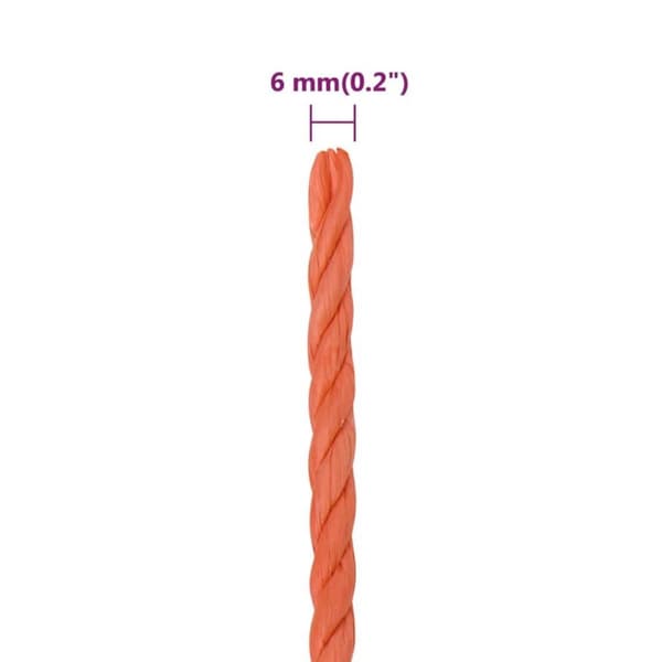vidaXL Arbeidstau oransje 6 mm 50 m polypropylen