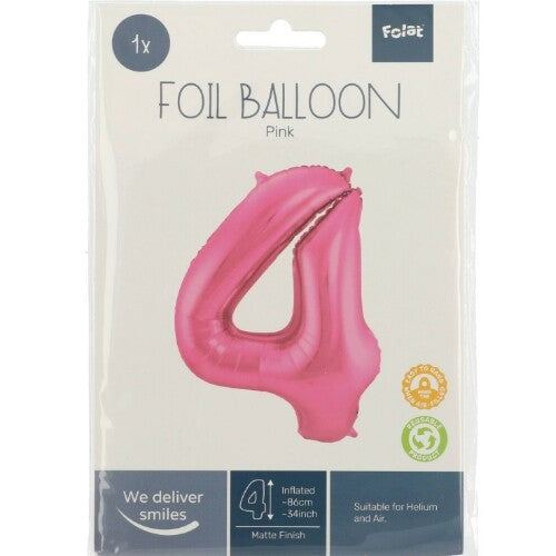 Cijferballon vier - metallic matroze - 86 cm