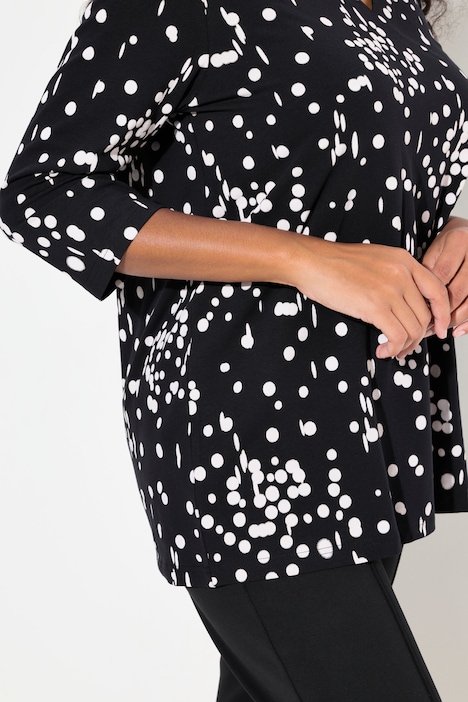 Shirt, Tupfen, Tunika-Ausschnitt, 3/4-Arm