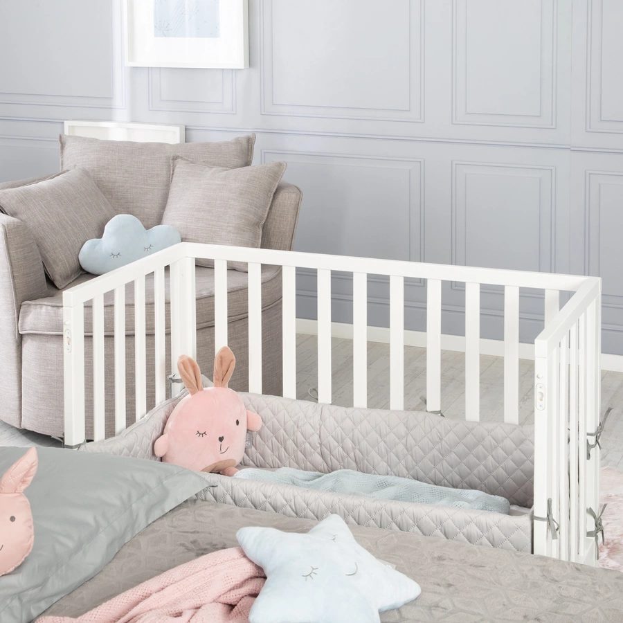 roba Beistellbett 2-in-1 weiß Style grau inkl. Matratze