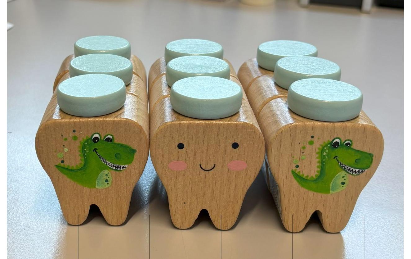 Milchzahndose DinoMilchzahndose aus Holz