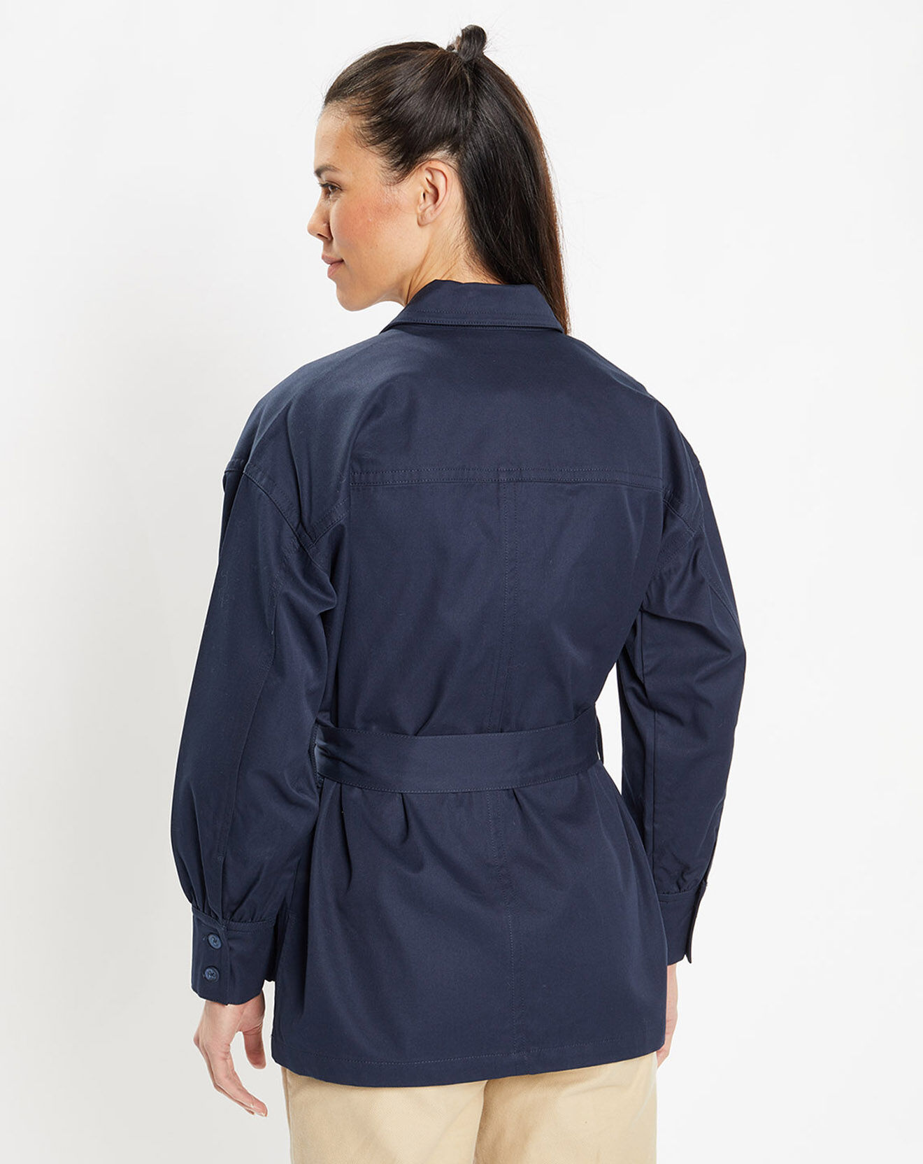 Galeries Lafayette Veste Saharienne en Coton épais bleu marine