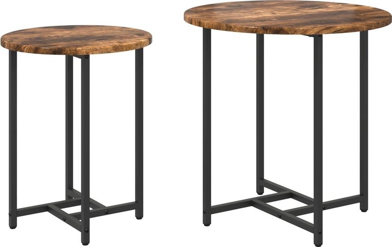 vidaXL - Bijzettafel Set van 2 - Gerookt Eiken - Metaal