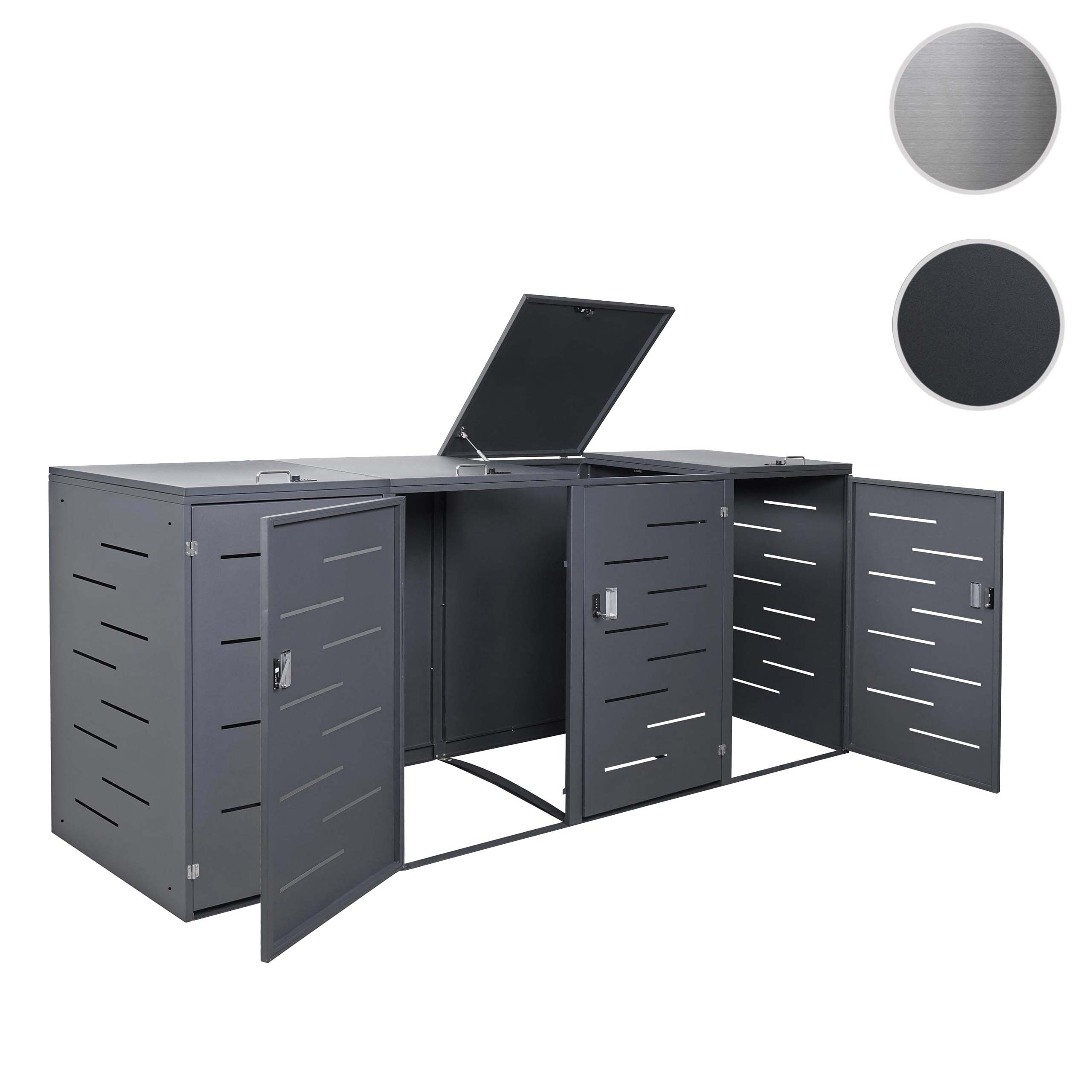 4er-Mülltonnenverkleidung MCW-E83, Mülltonnenbox Mülltonnenabdeckung, erweiterbar 117x263x80cm ~ anthrazit, Stahl 108kg