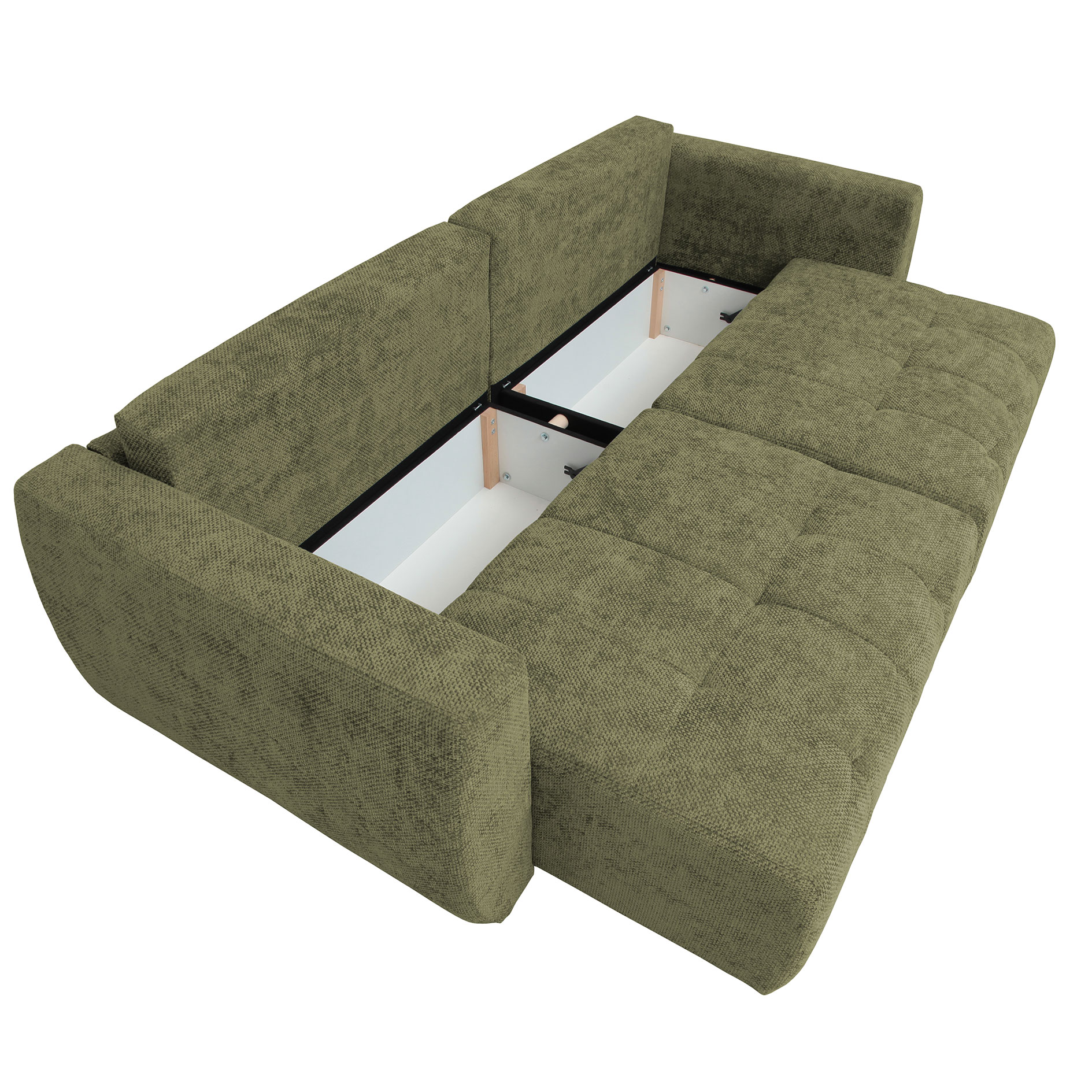 Big Sofa - olive - mit Staukasten und Liegefunktion - 245 cm