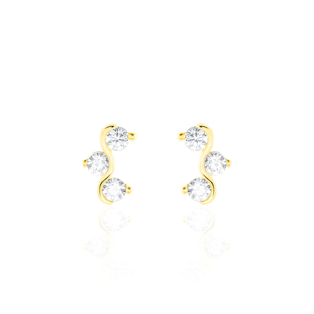 Boucles D'oreilles Puces Mureille Or Jaune Oxyde De Zirconium