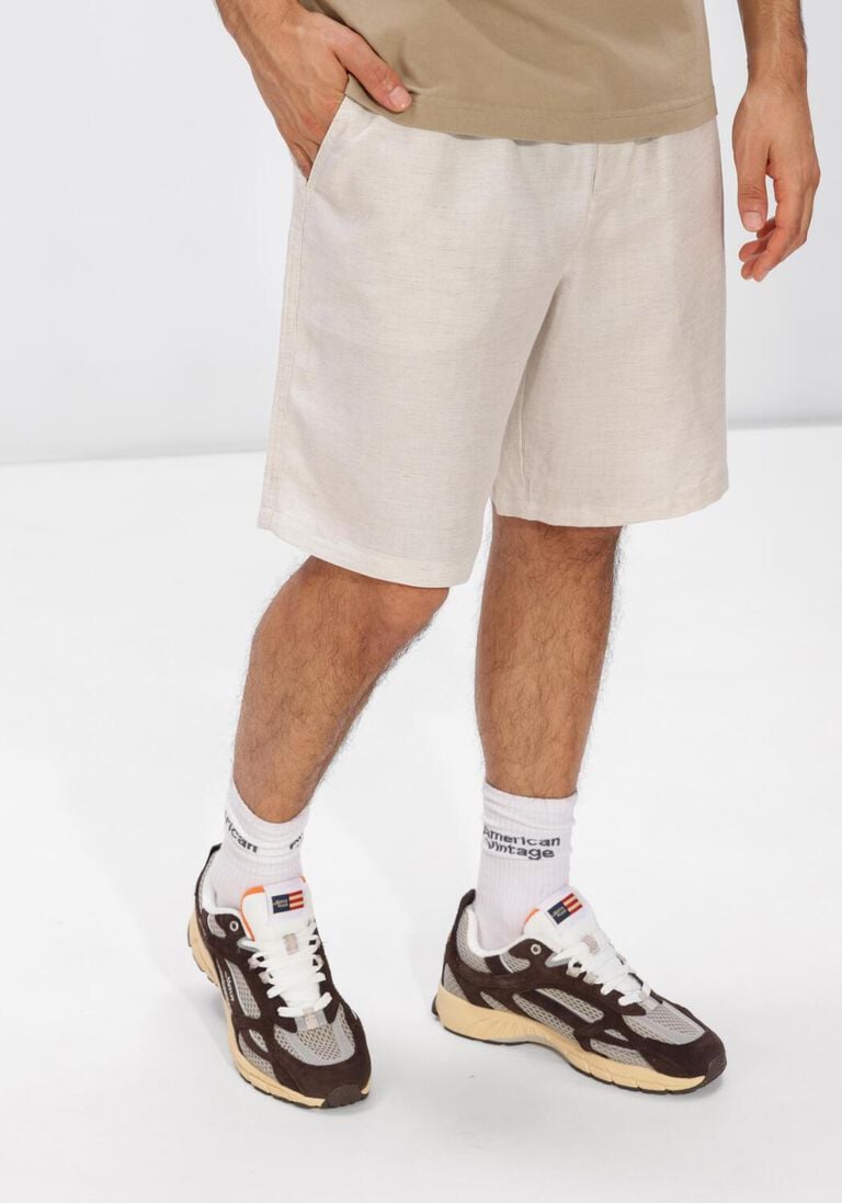 beige olaf hussein korte broek linen blend short