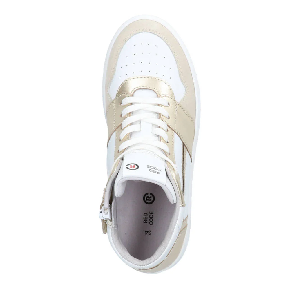 Red Code leren sneakers wit/beige/goud