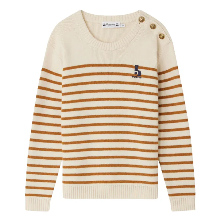Bonpoint Pull Laine et Coton Rayé Crofton | Caramel