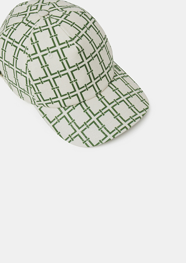 Casquette Caroleécrue à motif graphique vert