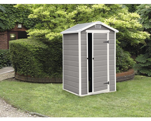 Keter Manor 4x3 kunststof tuinhuis met vloer, 129 x 103 cm, grijs