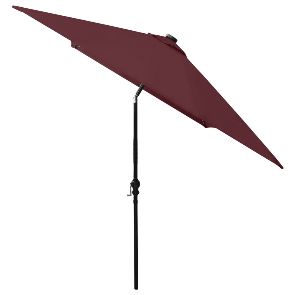 Parasol avec led et mât en acier 2 x 3 m rouge bordeaux