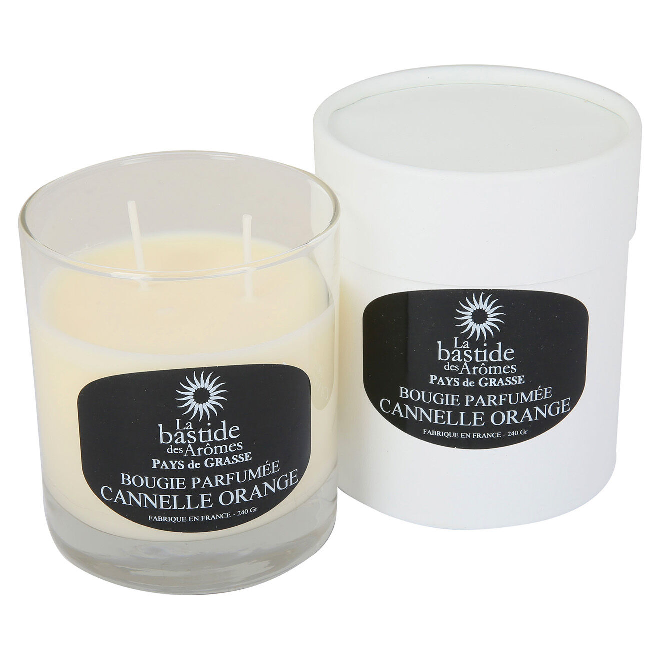 La Bastide des Arômes Bougie Parfumée Cannelle et Orange - 2 mèches 60 h