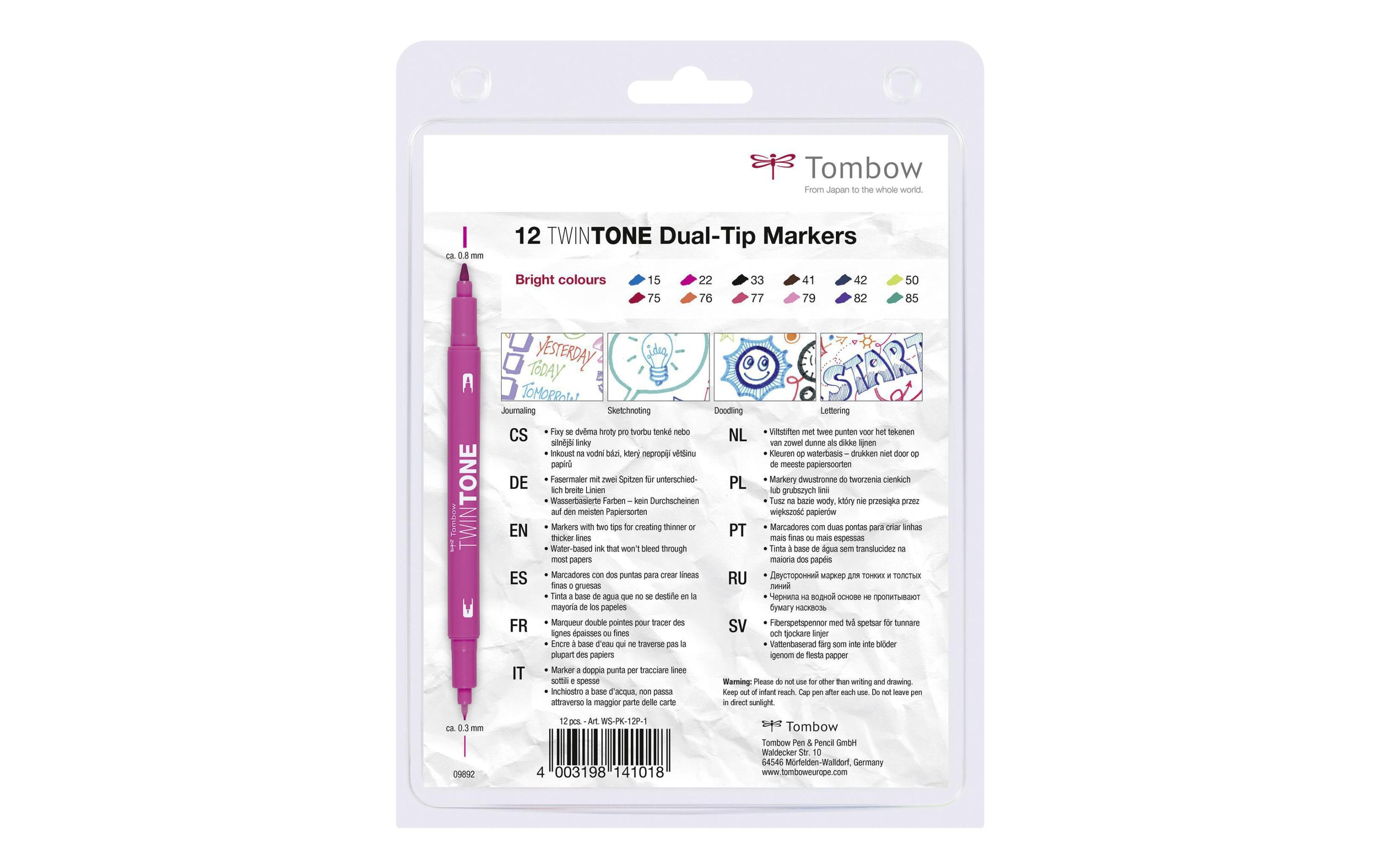 Fineliner TwinTone Brights 0.8 mm, 0.3 mm, 12 StückTwinTone Brights Fasermaler WS-PK-12P-1