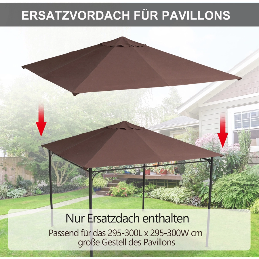 Outsunny Ersatzdach für Pavillon kaffeebraun