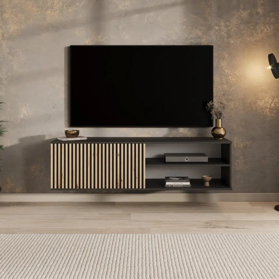 Meubella - TV-Meubel Marbella - Zwart - 150 cm