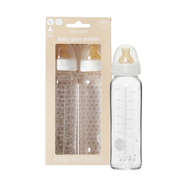 Hevea Glazen Fles 240 ml 2 Stuks
