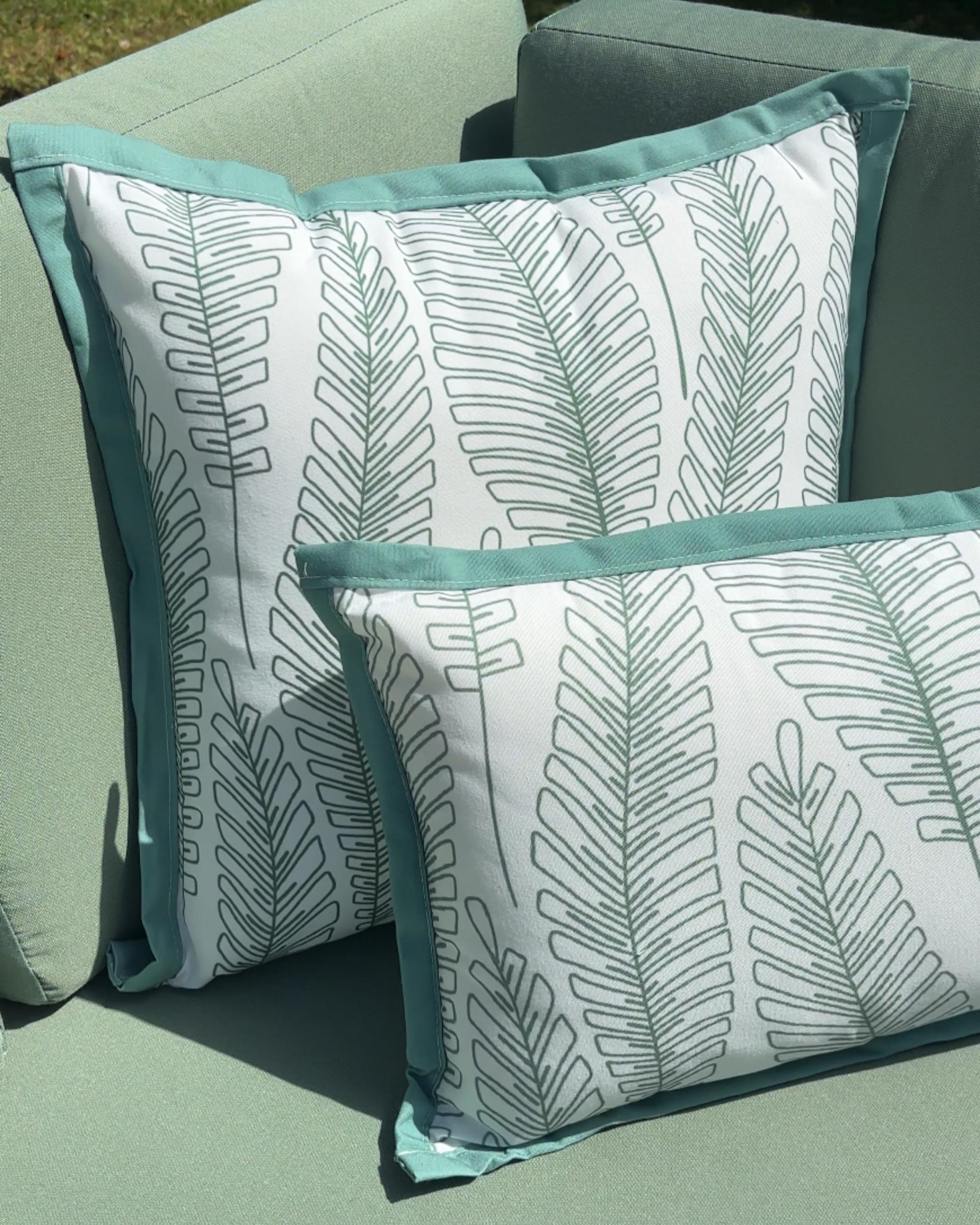 Set van 2 tuinkussens MEADOW bladpatroon 45 x 45 cm Groen