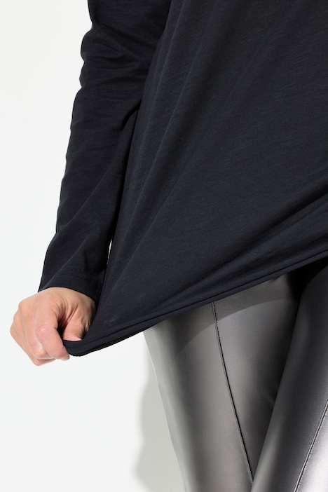 Shirt, Flockdruck, A-Linie, Rundhals, Langarm, offenkantig