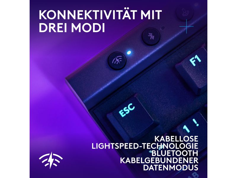 Logitech Gaming-Tastatur G515 Lightspeed TKL Schwarz Ultradünne drahtlose Gaming-Tastatur