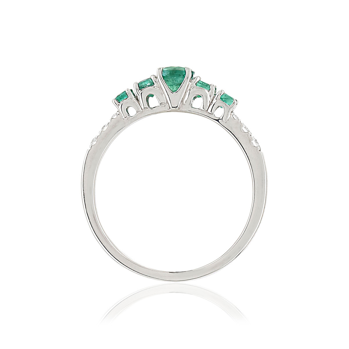Bague or blanc 750 émeraude diamant