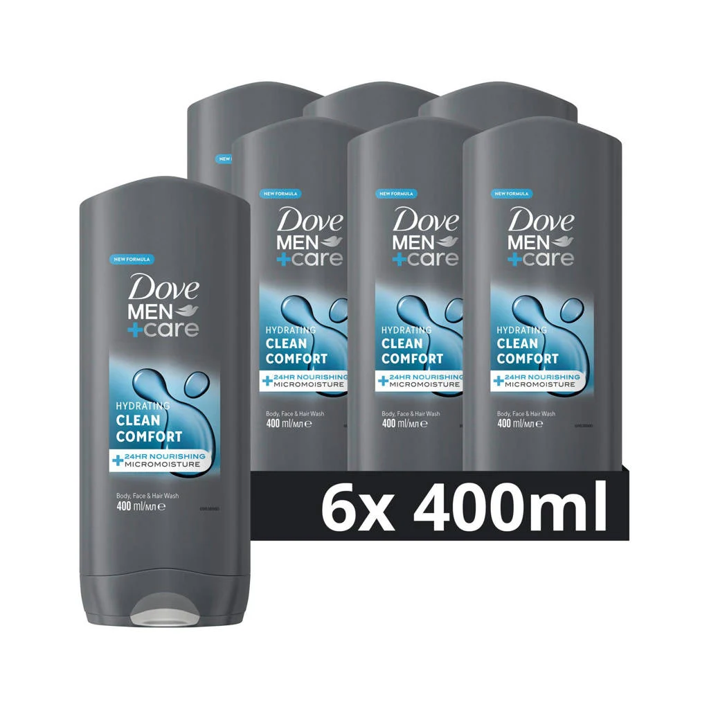 Lekkere frisse geur, zuinig in gebruik.Clean Comfort 3-in-1 douchegel - 6 x 400 ml