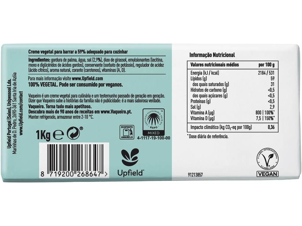 CREME VAQUEIRO VEGETAL CULINÁRIO CLÁSSICO 1KG