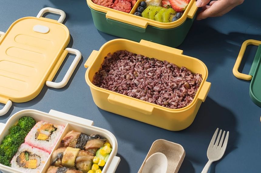 Koringa - Set: Plastic lunchbox + bestek + tas