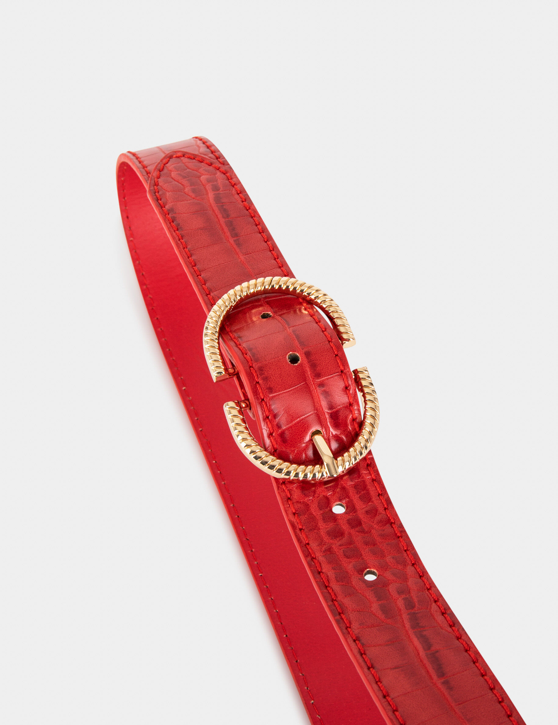 Ceinture aspect croco rouge femme - rouge